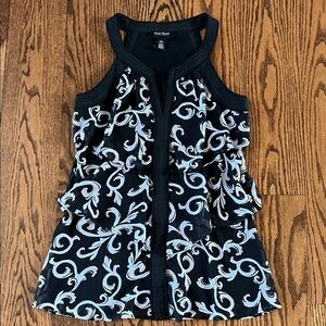 White House Black Market Black and White Patterned Blouse - Size XXS